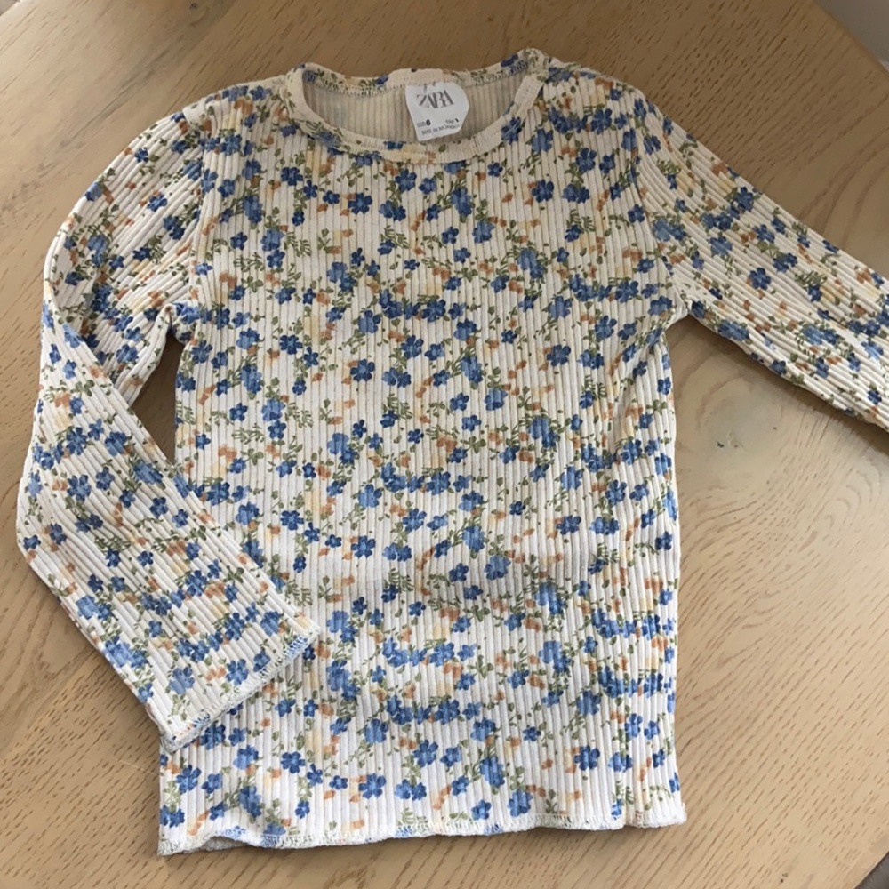 Zara floral ribbed T-shirt size 6